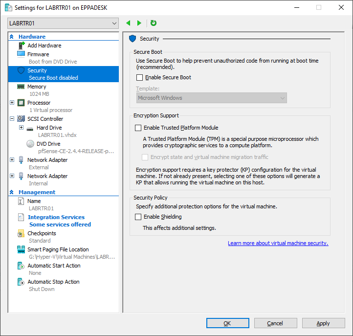 Virtual Machine Settings