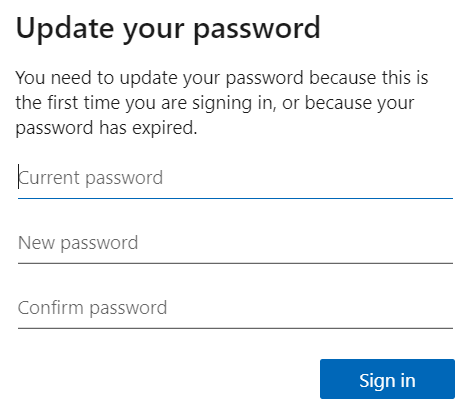 Password via. Ad password Policy. Change password.