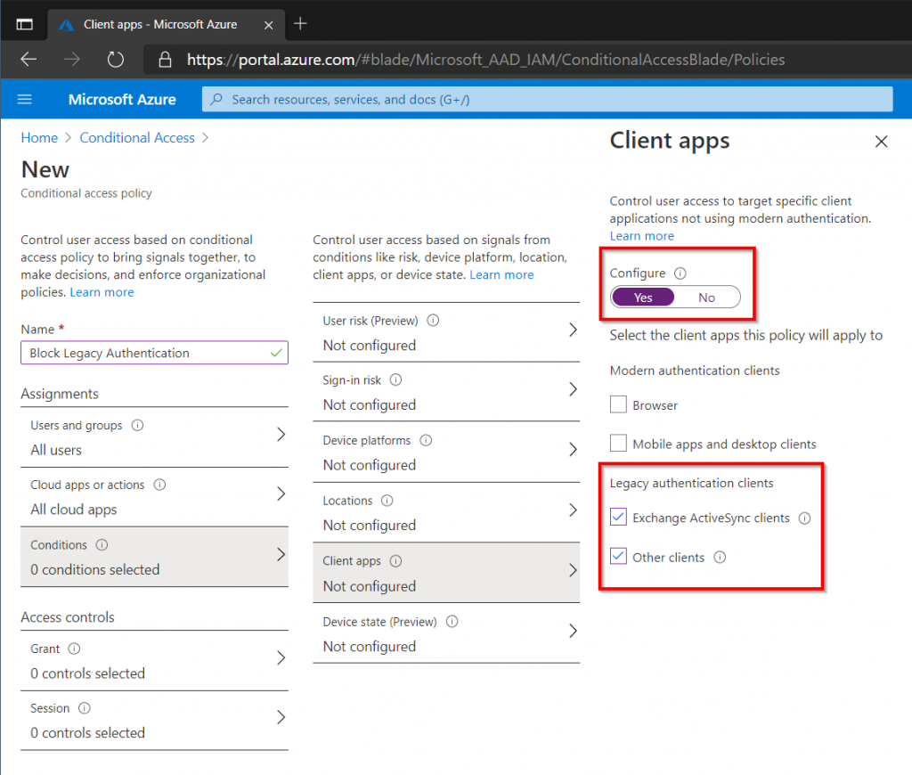 Block Legacy Authentication with Conditional Access