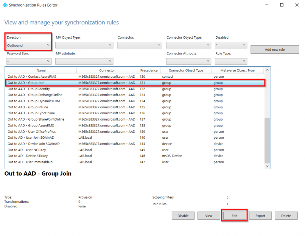 AD Connect Synchronization Rules Editor