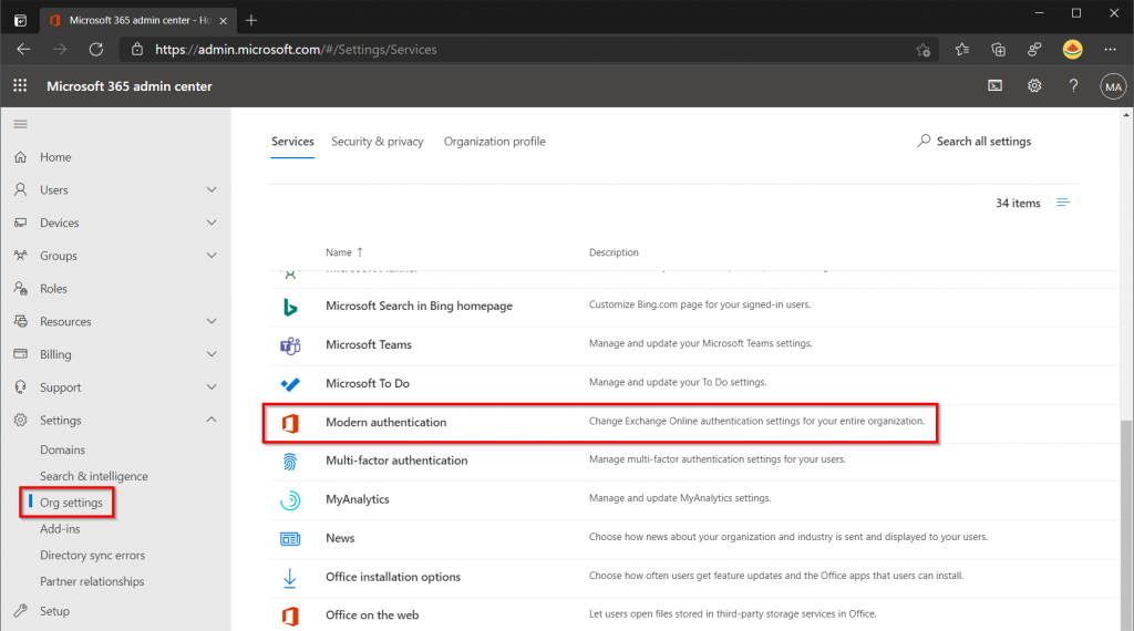 Enable Modern Authentication in Microsoft 365