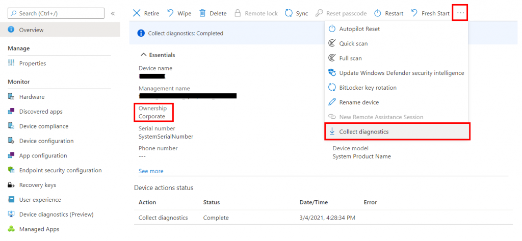 Collecting Device Diagnostics in Intune