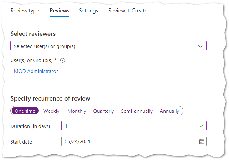 Creating an Access Review, Reviews