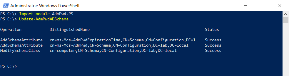 Extending the Active Directory Schema for LAPS.