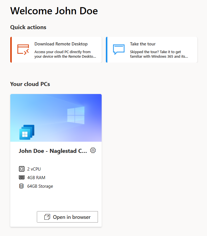 Welcome to your Windows 365 Cloud PC